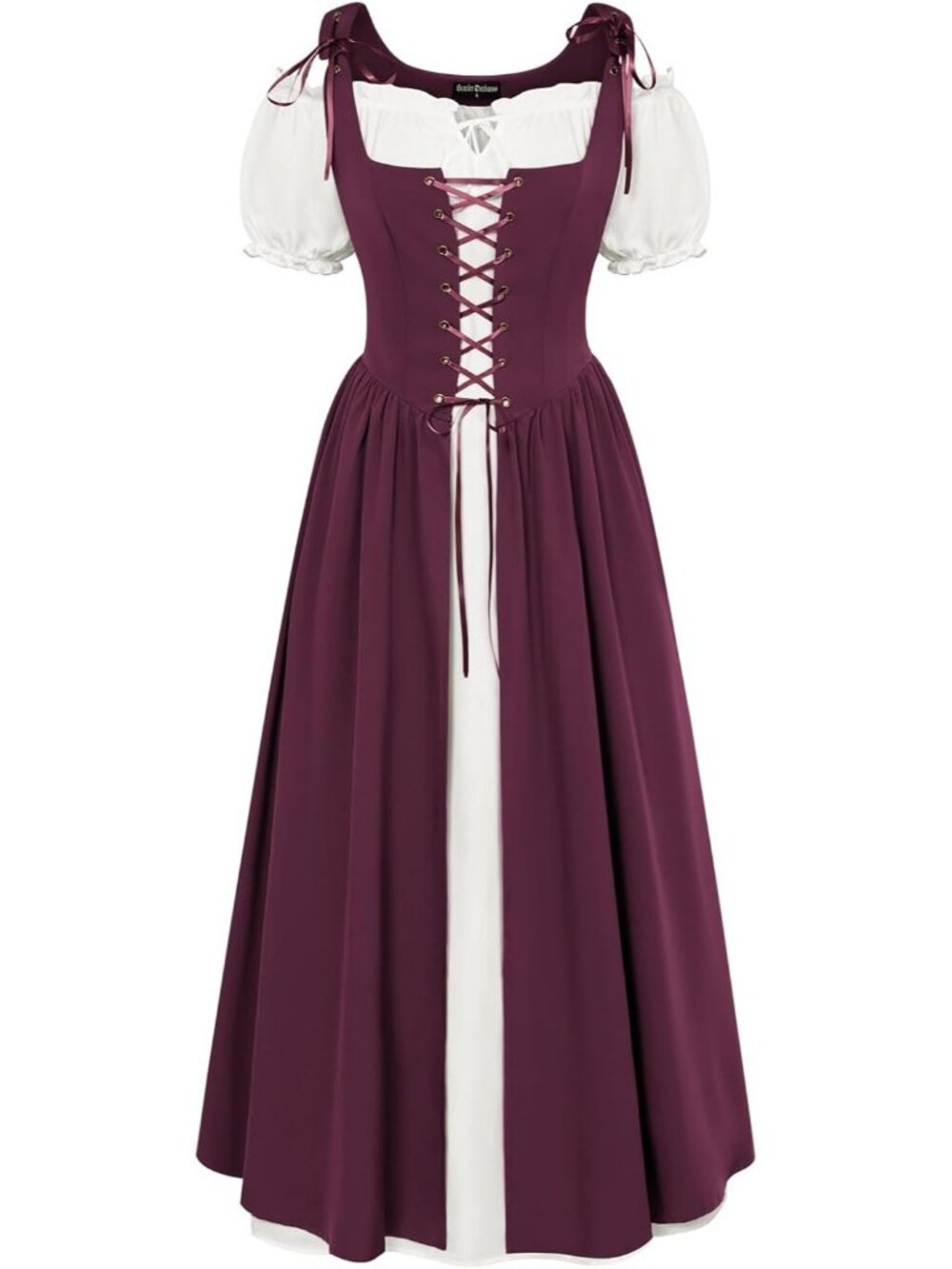 Women's Burgundy Renaissance Pirate Medieval Dress Witch Halloween Costume Set